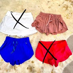 Athletic shorts/skirt ($15 each)